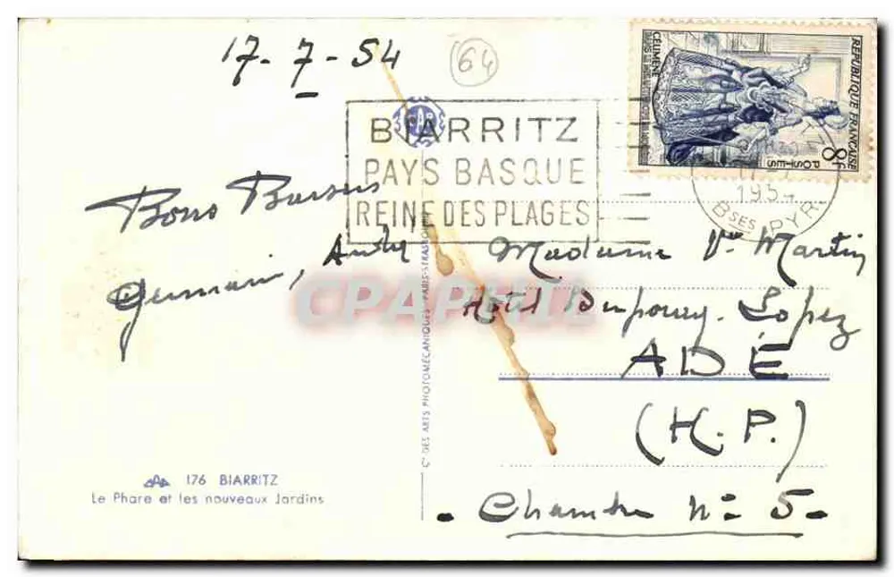 Leuchtturm und die neuen Gärten — Biarritz — Verlag: Les Arts Photomécaniques, n° 176 - Rückseite