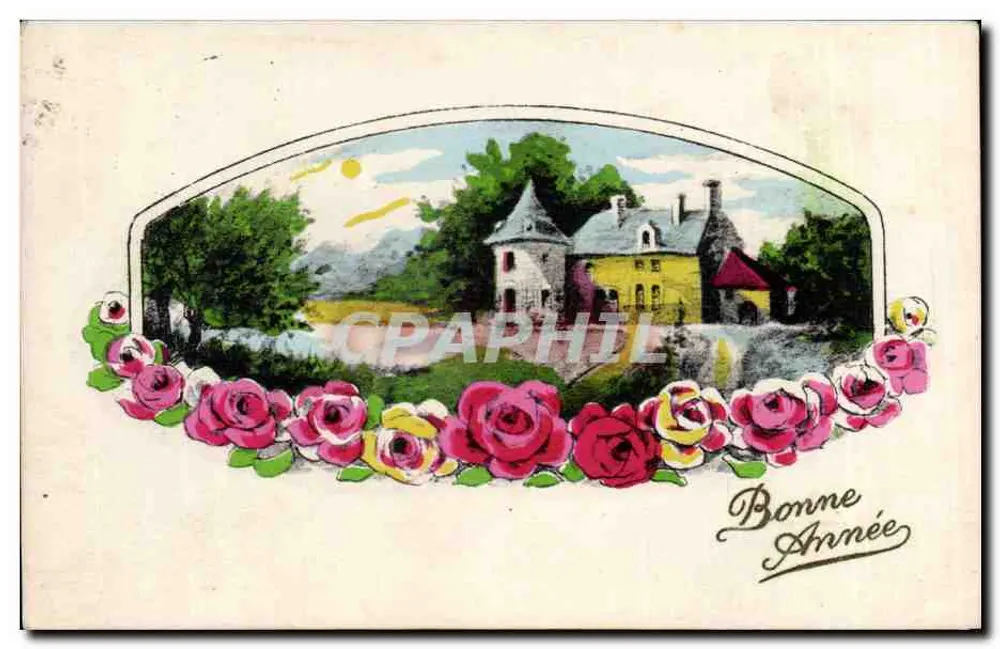 Schloss und Landschaft — Frohe Neujahr — L'H.H. Paris - Vorderseite