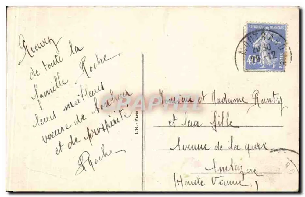 Schloss und Landschaft — Frohe Neujahr — L'H.H. Paris - Rückseite