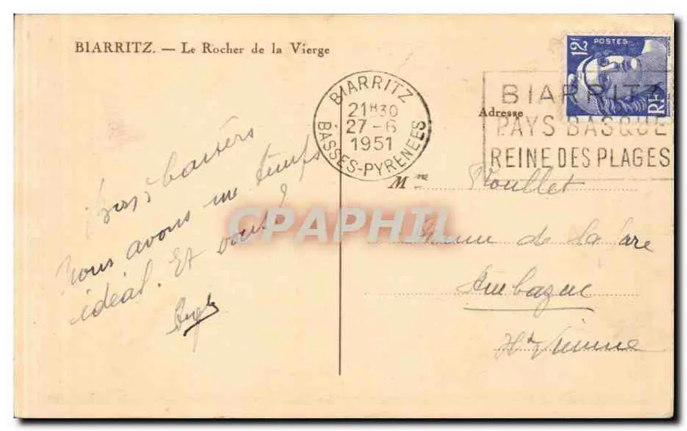 Blarritz — O Rocher de la Vierge — Mailet - Verso