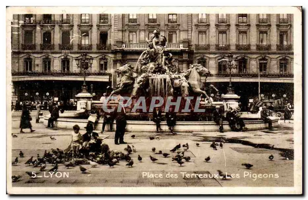 Lyon - Place des Terreaux - Die Tauben — Graphphil, n°5 - Vorderseite