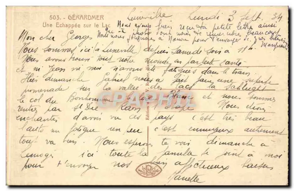 Gérardmer — Uma Vista sobre o Lago — Rieder - Verso