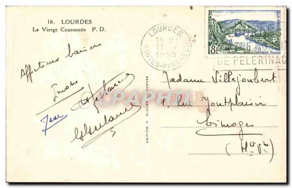 Lourdes — A Virgem Coroada — Edição P. Duquet Lourdes - Verso