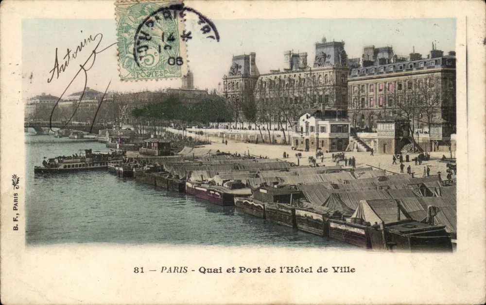 Paris - Quai und Hafen des Rathauses — B.F. Paris, n°81 - Vorderseite