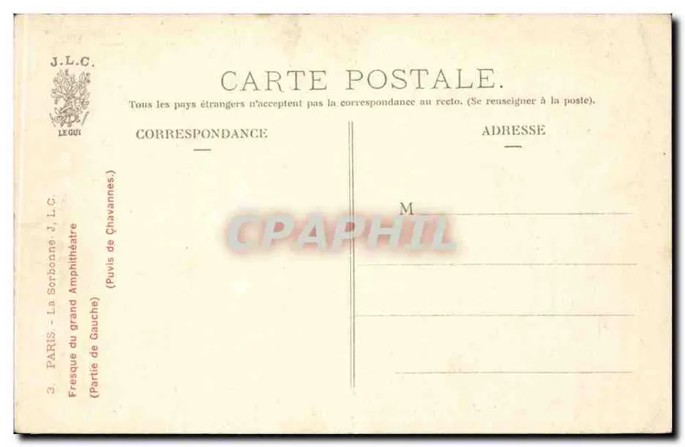 Fresko des großen Amphitheaters — La Sorbonne — J.L.C. (Paris) - Rückseite