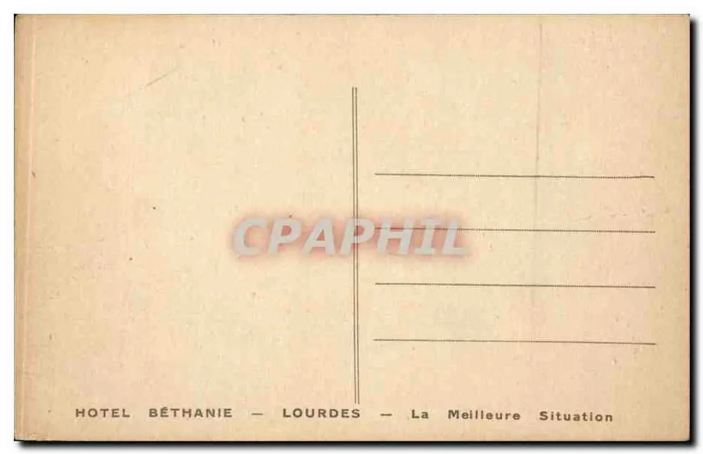 Hotel Béthanie — Lourdes — Editora não identificada - Verso