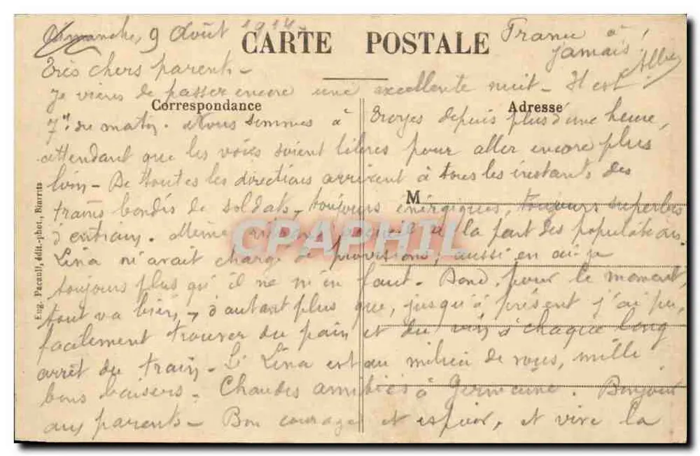 Biarritz - A Roche du Basta — Editor Eng. Pecanly, n°5 - Verso