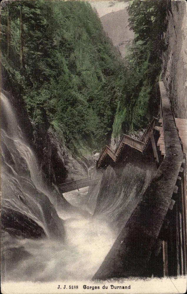 Gorges do Durnand — vista das quedas e do caminho — J.J. 5188 - Frente
