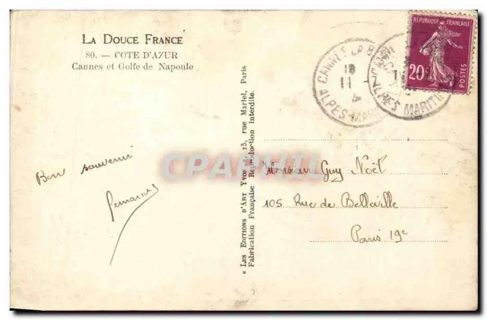 Cannes — Zatoka Napoule — La Douce France, wydawca - Rewers