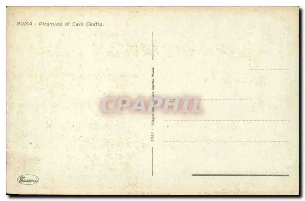 Rom - Pyramide von Caio Cestio — Verlag Bozani, Serie 1933 - Rückseite
