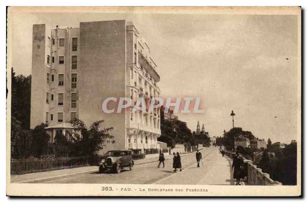 Pau - O Boulevard dos Pirineus — editor P. Bére Toulouse, n° 363 - Frente