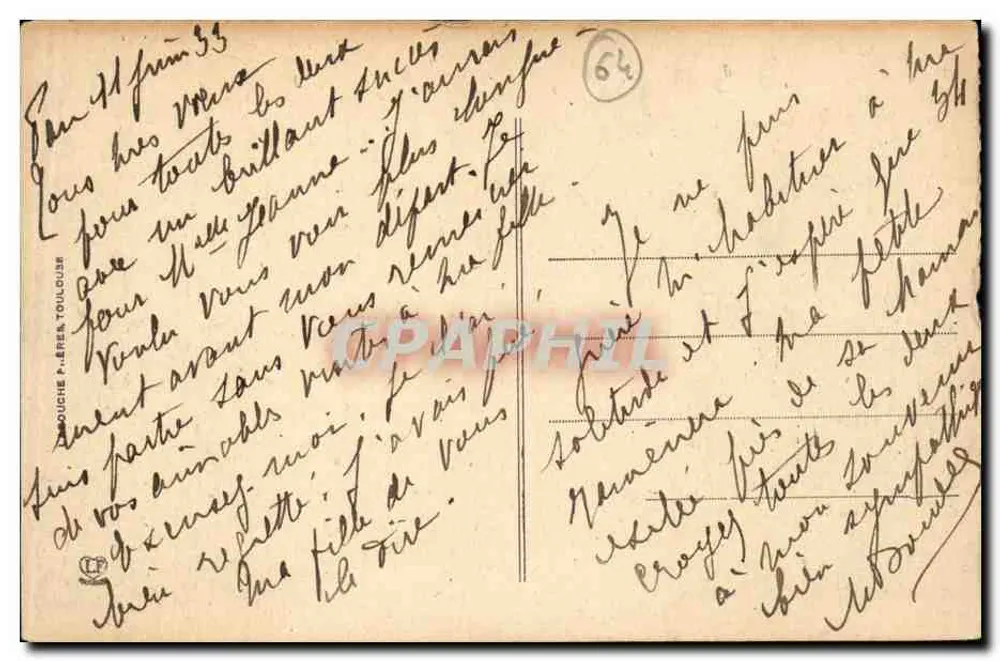 Pau - O Boulevard dos Pirineus — editor P. Bére Toulouse, n° 363 - Verso