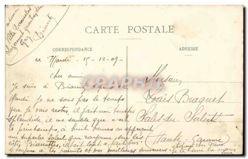 Biarritz Pittoresk — Die Flotte in Biarritz - Am Felsen der Jungfrau - Nr. 19 — Edition A. Simons, Cliché L. Rufin - Rückseite