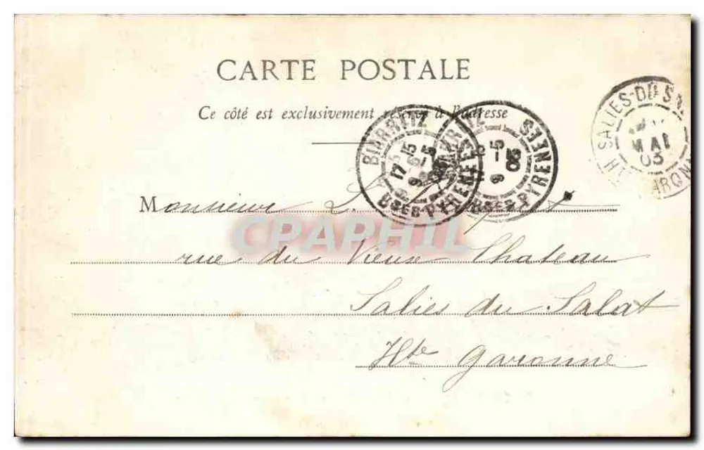 Biarritz - Der Rochen de la Vierge - Ansicht vom Atalaye - J. Castoz - Rückseite