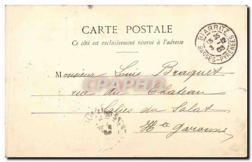 Biarritz - O Farol - N° 34 - Cliché Ouvrard - Verso