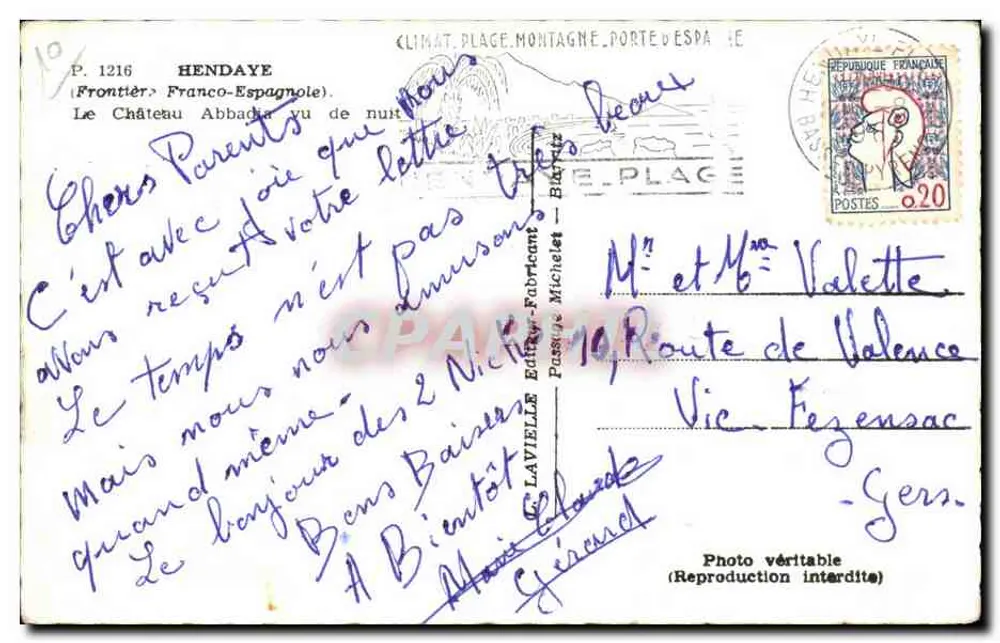 Castelo Abbadia — Hendaye (Fronteira Franco-Espanhola) — Lavieille, Passy, Fabre - Verso