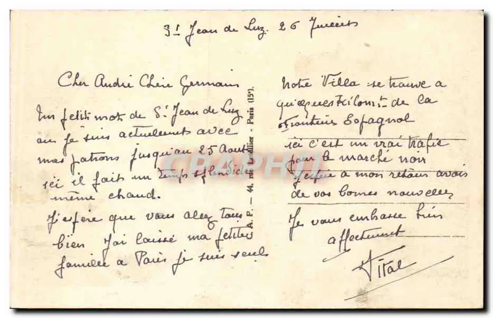 St-Jean-de-Luz — Die Strände und das Casino — Verleger Pécolà, Nr. 52 - Rückseite