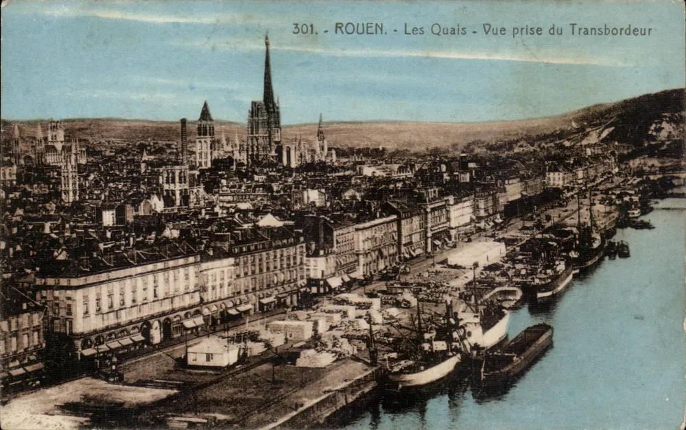 Rouen - Die Quais - Ansicht vom Transbordeur — Ansichtskarte Nr. 301, veröffentlicht von La Cigogne - Vorderseite