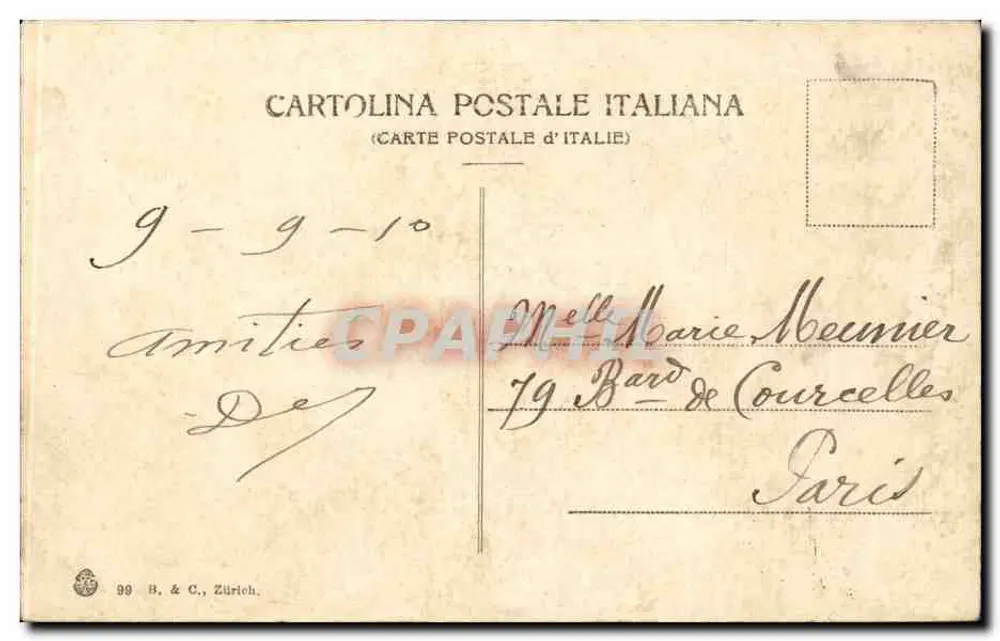 Genova - Panorama — éditeur B. & C., Zürich, n°99 - Verso