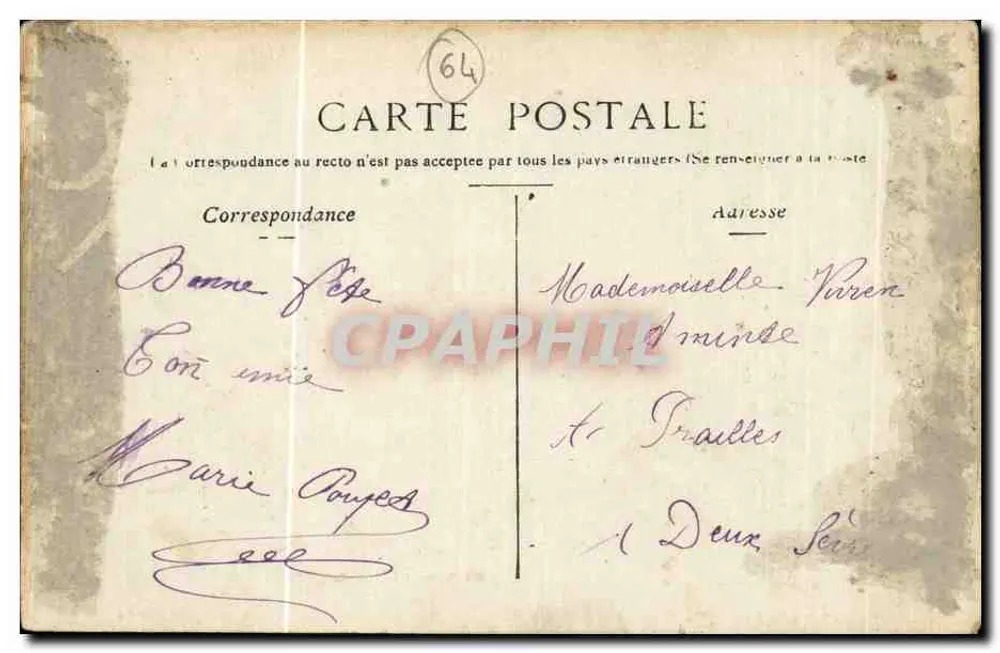 Pau — Palácio de Inverno — Editor E. K. Paris - Verso