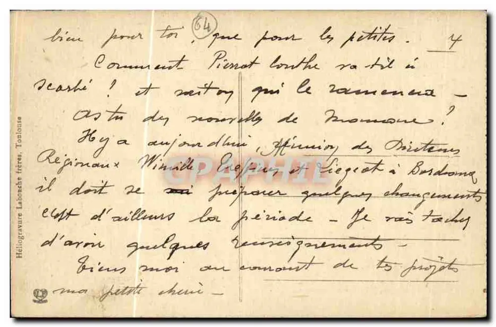 Pau - Avenue Léon-Say und Boulevard des Pyrénées — Héliogravure Laonche frères, Toulouse - Rückseite