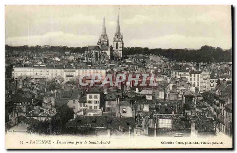 Bayonne - Panorama tirado de Saint-André — Coleção Gorce, fot.-edição, Talence (Gironde) - Frente