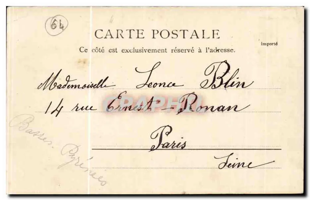 Avenida dos Termas — Cambo — A. Villatte, editor, Tarbes - Verso