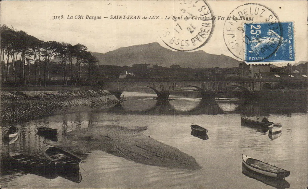 Saint-Jean-de-Luz — Die Eisenbahnbrücke und die Rhune — Verlag: La Côte Basque, Nr. 3108 - Vorderseite