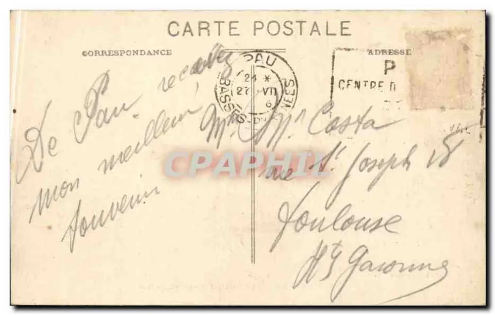 Pau — O Palácio de Inverno, visto de frente — Carrache, editor — Pau, C.C. — 138 - Verso