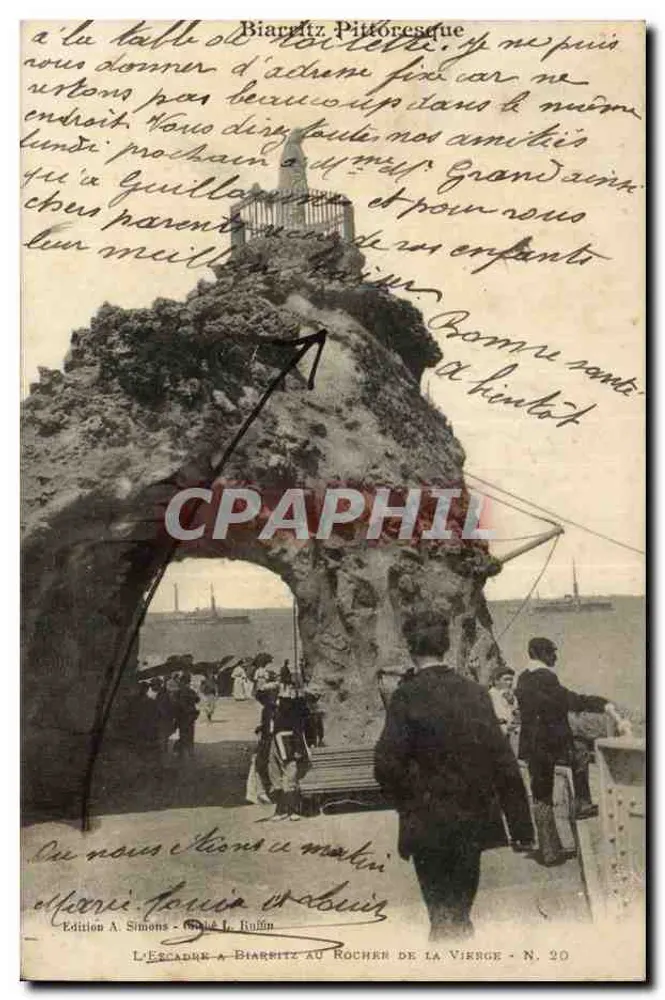 Biarritz Pittoresk — Spaziergang am Rocher de la Vierge — Edition A. Simons - G. L. Ruffin, Nr. 20 - Vorderseite