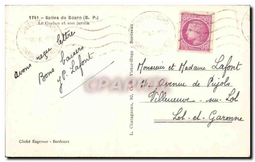 Casino de Béarn — Salies-de-Béarn — Verleger Elcé - Rückseite