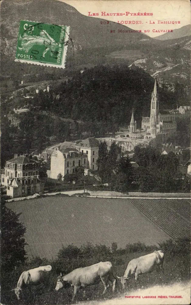 Lourdes - Die Basilika und der Calvárioberg — Phototype Labouche Frères, Toulouse - Vorderseite