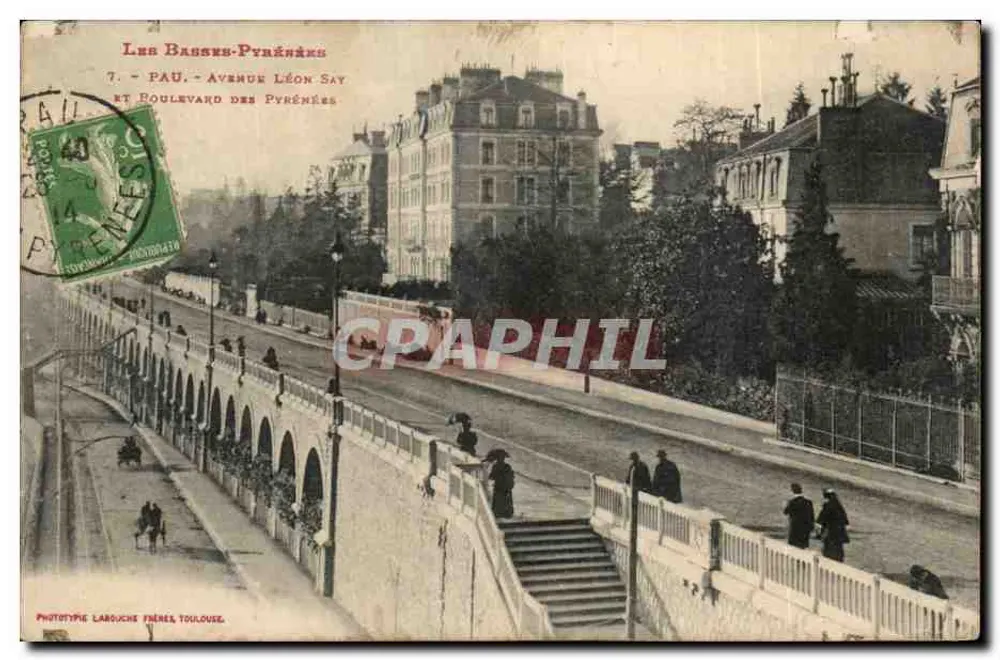 Pau - Avenue Léon Say und Boulevard des Pyrénées — Phototype Larouche, Toulouse - Vorderseite