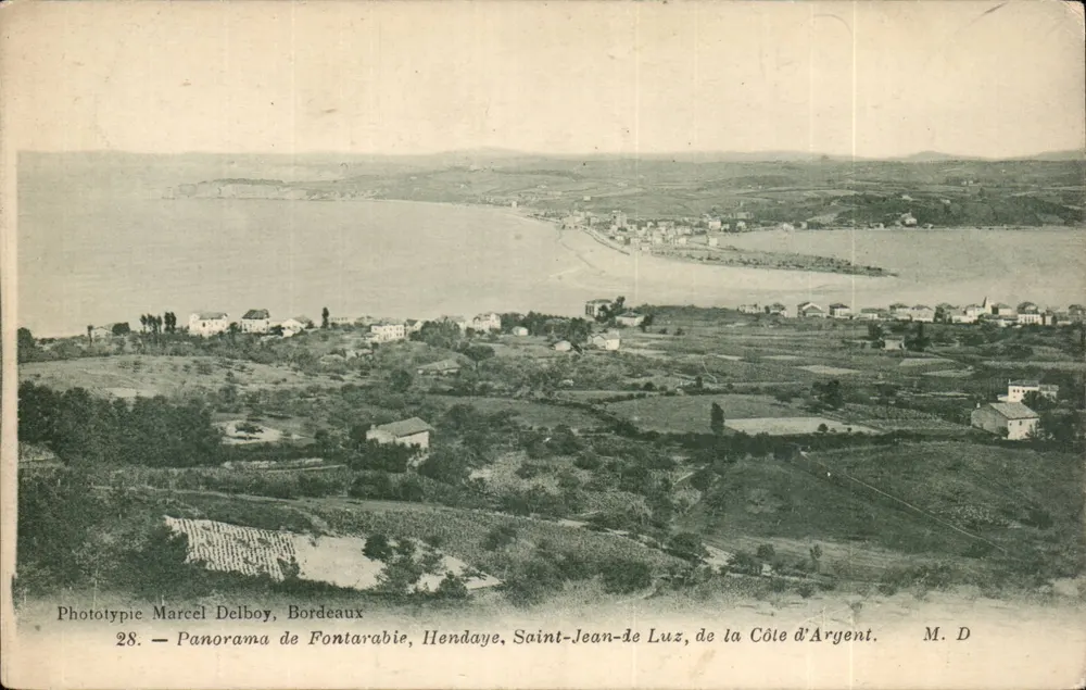 Panorama de Fontarabie, Hendaye, Saint-Jean-de Luz, de la Côte d'Argent — Phototypie Marcel Delboy, Bordeaux, n°28 - Vorderseite
