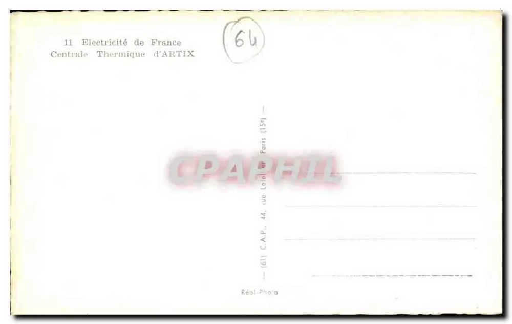 Thermische Kraftwerkszentrale von Artix — Elektrizität von Frankreich — Verlag C.A.P. Paris - Rückseite