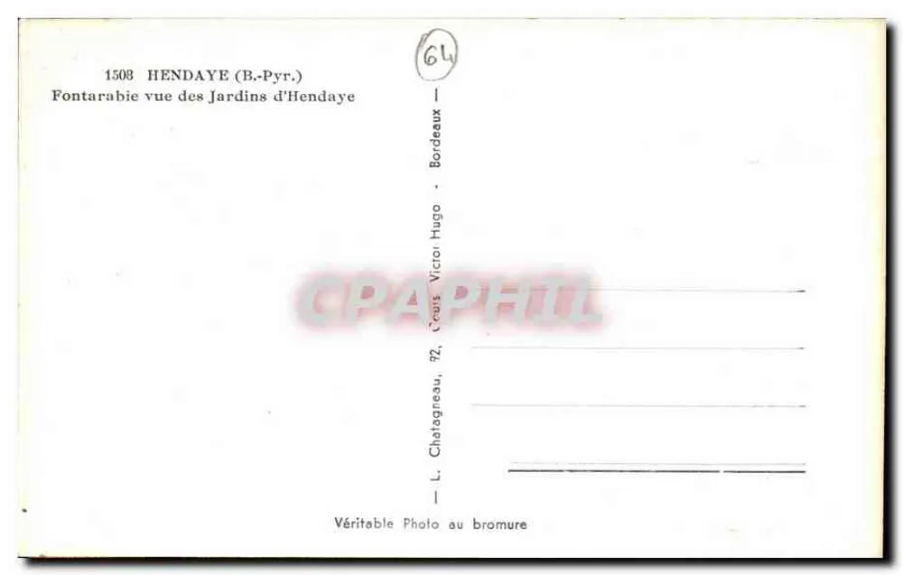 Fontarabie — Ansicht der Gärten von Hendaye — L. Chatagreau - Rückseite