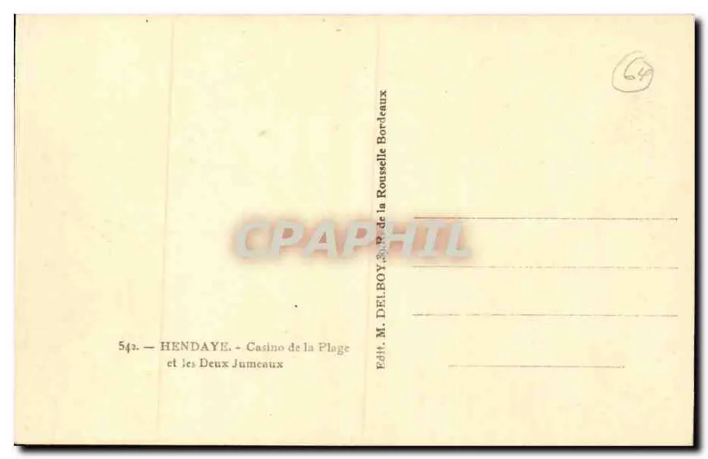 Hendaye — Casino am Strand und die Zwillingsberge — M. Delboy, Bordeaux - Rückseite