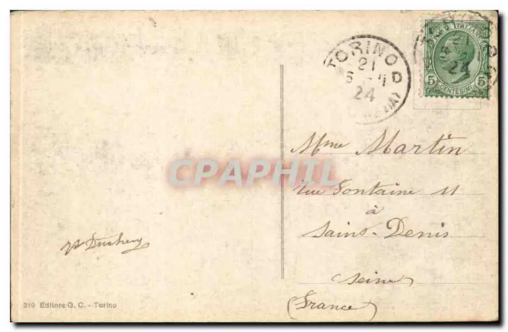Torino - Basilica di Superga — Verlag G.C. - n°319 - Rückseite