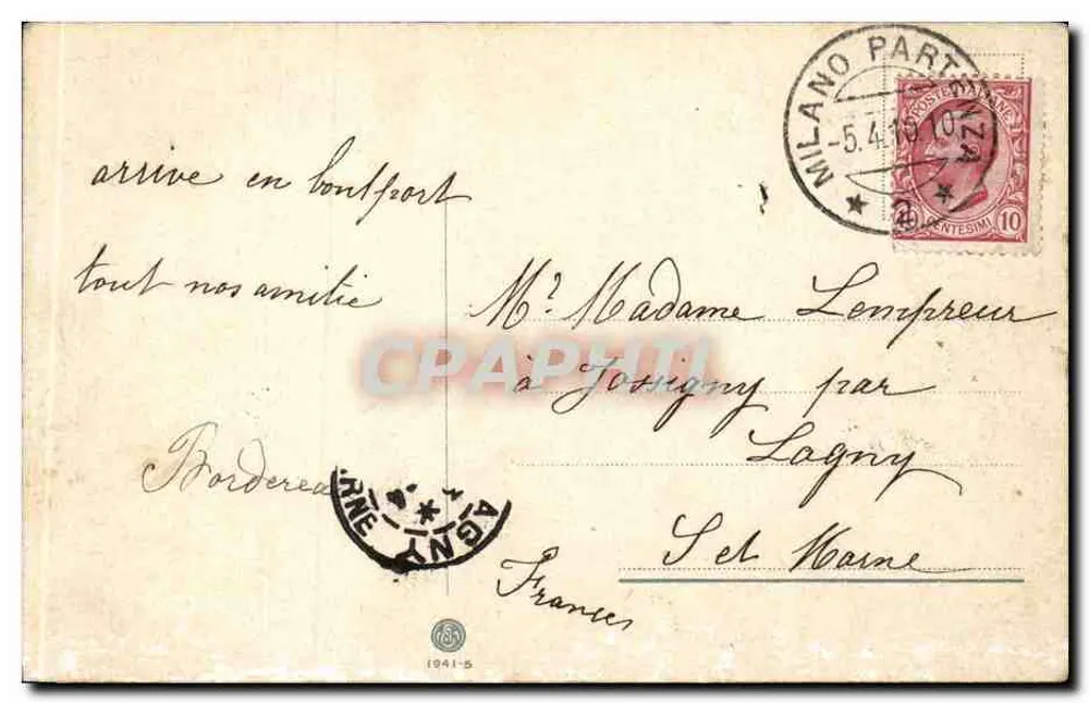 Mailand - Denkmal für Vittorio Emanuele - Unbekannter Verlag, Seriennummer nicht sichtbar - Rückseite