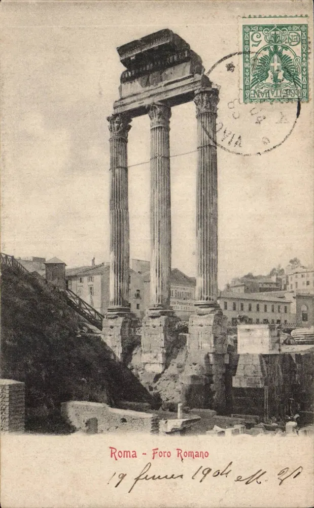 Roma - Foro Romano — Ansicht der Ruinen des Tempels von Saturn — unbekannter Verlag, Nr. 47 - Vorderseite