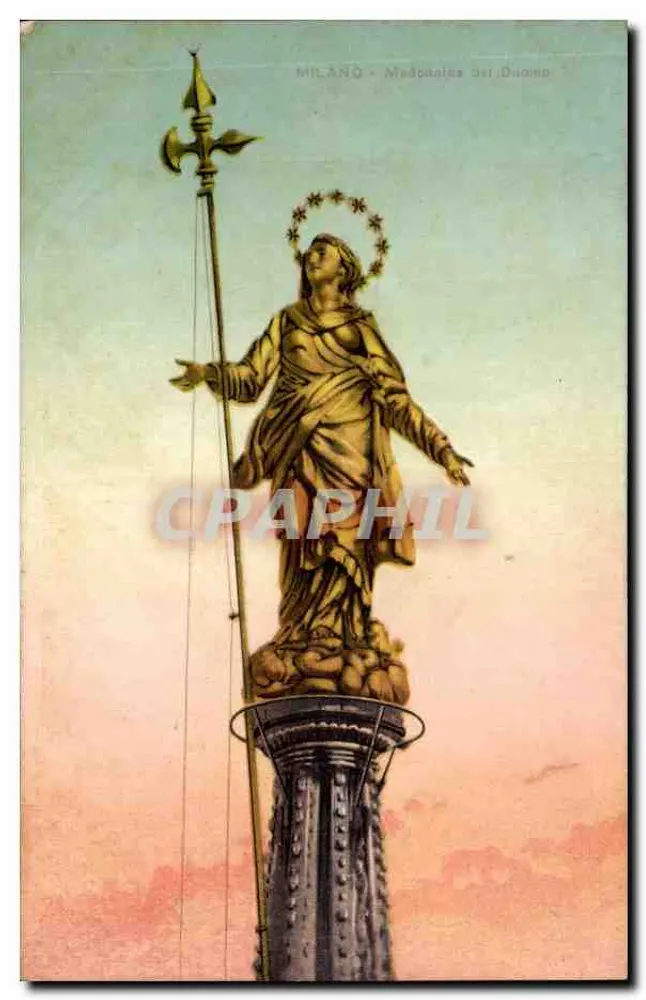 Milano - Madonna della Duomo — Statue auf Säule — Verlag Terne - Vorderseite
