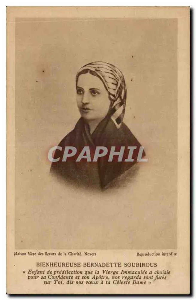 Bem-aventurada Bernadette Soubirous — Casa-Mãe das Irmãs da Caridade, Nevers — Heliógrava - Frente