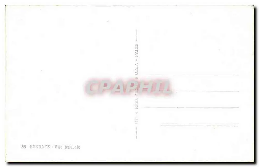 Hendaye — Vista geral — editor C.A.P. Paris, n° 33 - Verso