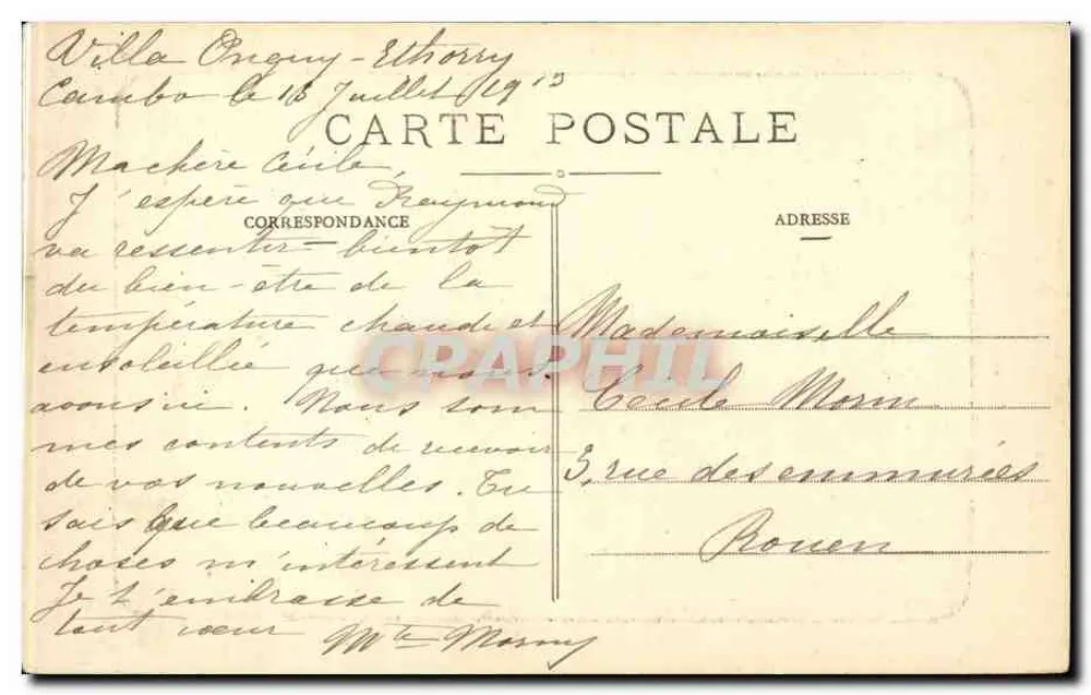 Cambo-les-Bains — Ansicht des Bogens der Nive und Villa Beaulieu — Édition Barbé-Larré, n°7 - Rückseite