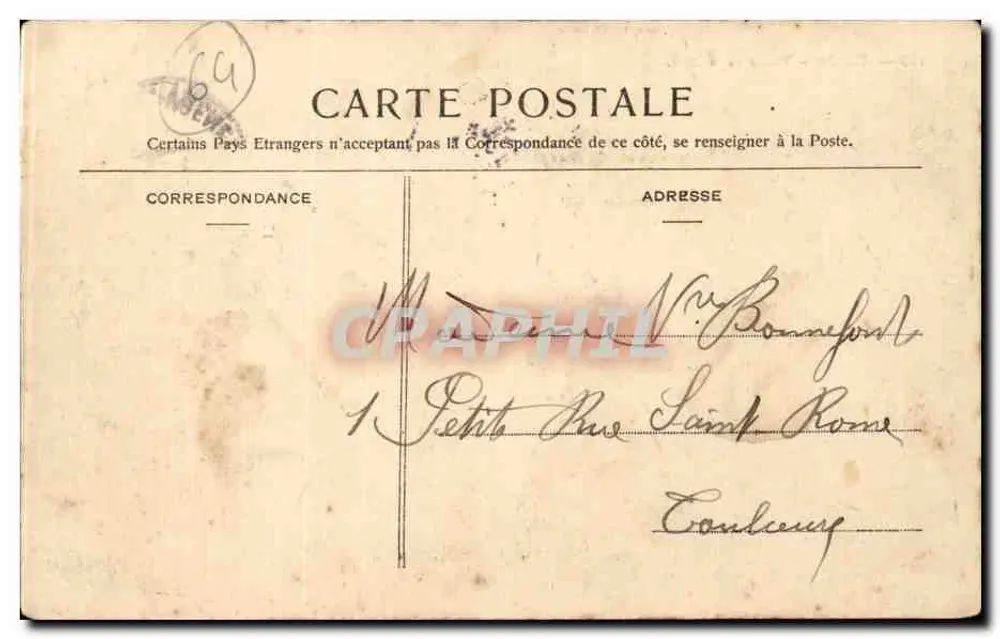 Cambo - Vale da Nive — Bilhete postal antigo n°298, editor anônimo - Verso