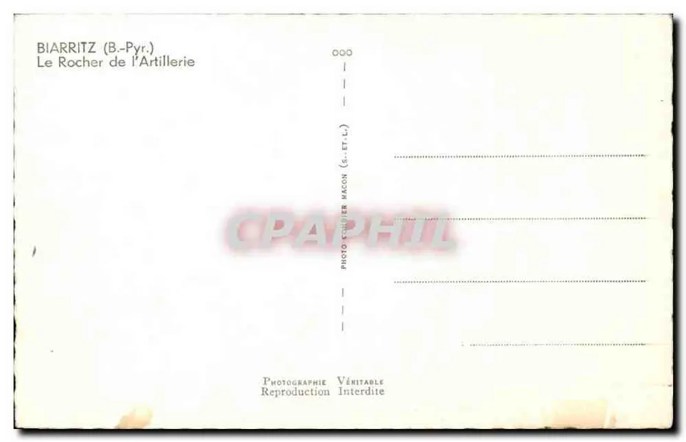 Biarritz (B.-Pyr.) — O Rocher de l'Artillerie — Foto Chiller Macon - Verso