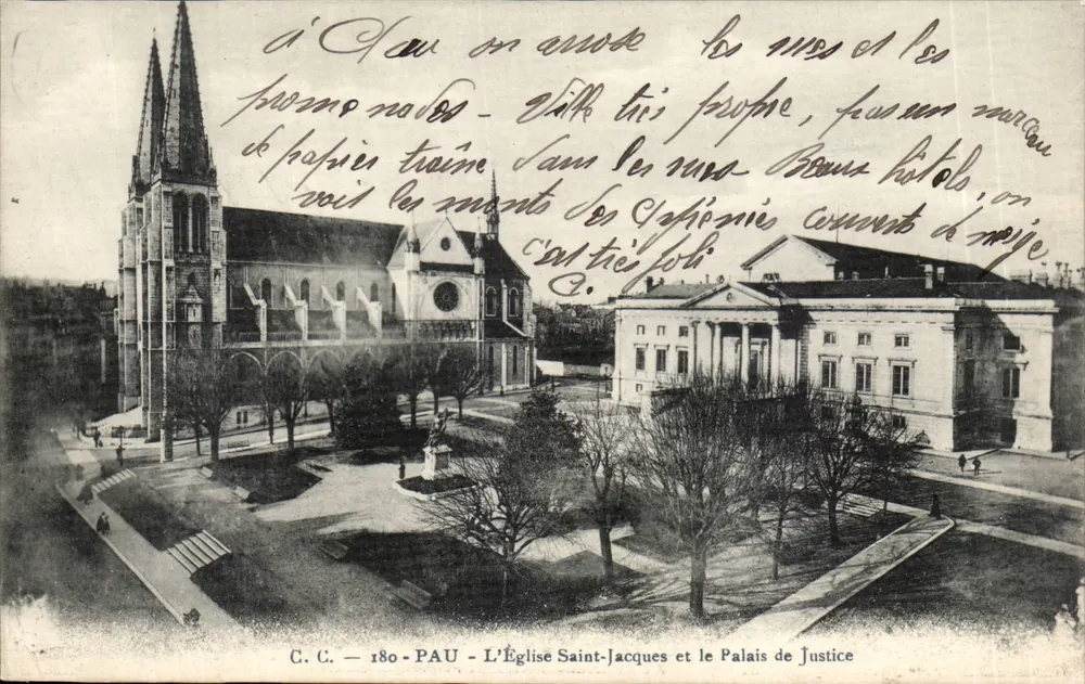 Pau - Die Kirche Saint-Jacques und das Gerichtsgebäude - Vorderseite