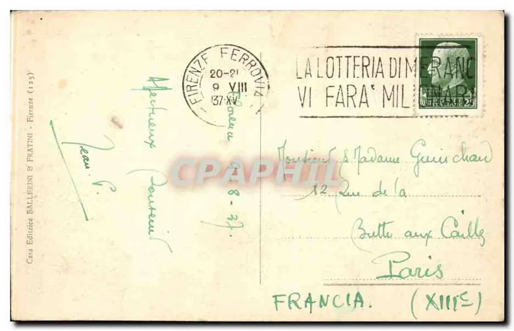 Florenz - Piazza della Signoria — Verlag Ballepini & Fratini, Nr. 125 - Rückseite