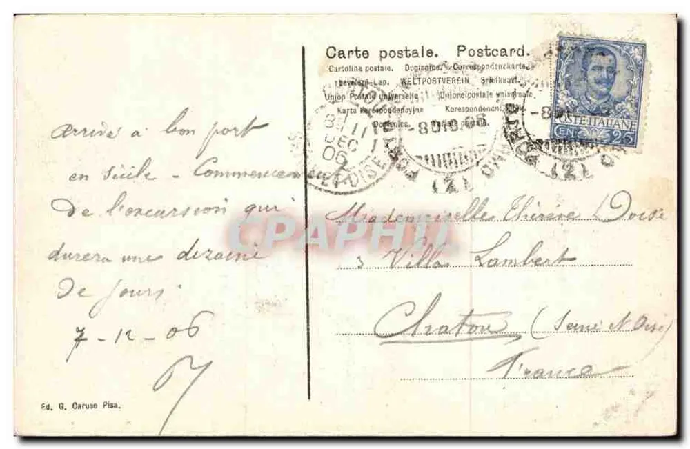 Pisa — Der Baptisterium (Außenansicht) — Verlag G. Caruso Pisa - Rückseite