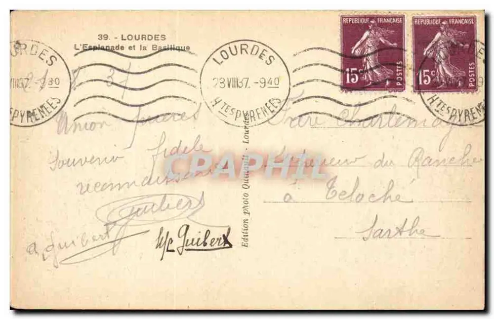 Lourdes — Die Esplanade und die Basilika — Fotoausgabe Quinter 39 - Rückseite